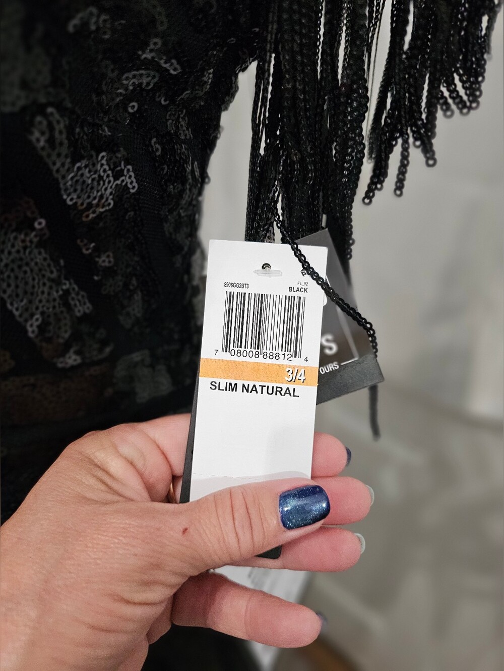 City Studio NWT Black Sequin Fringe Shoulder Bodycon Cocktail Dress 3/4 - Picture 4 of 12